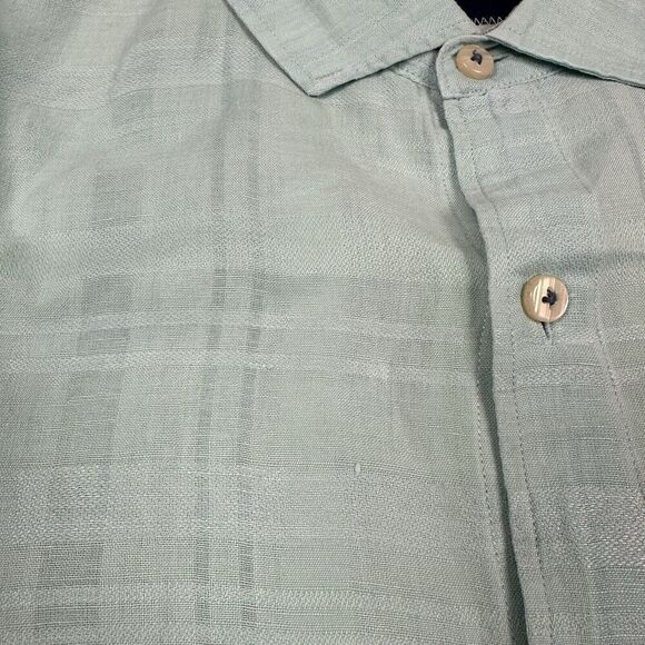 Tommy Bahama Linen Blend Button Up Shirt Mens 2XL Blue Long Sleeve - Picture 4 of 11